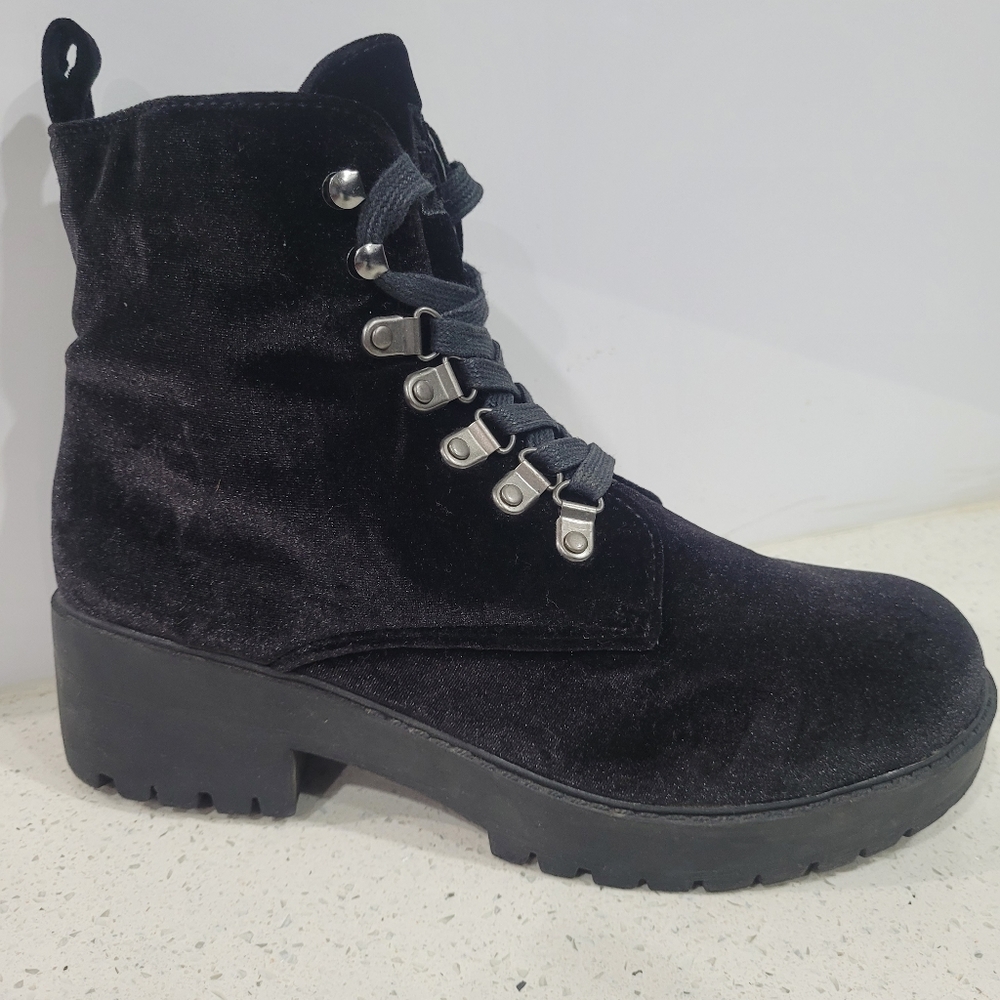 TUK  Velvet Upper Lace Ankle  Boots